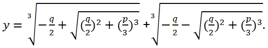 Cardano's formula for the roots of the canonical cubic equation