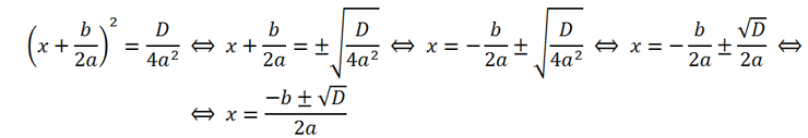 derivation of formulas for finding the roots of a quadratic equation