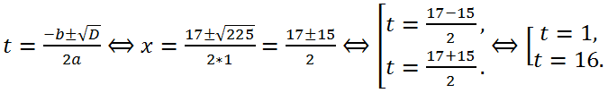 Solve the biquadratic equation x^4-17x^2+16=0