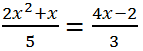 Solving the quadratic equation 2x^2+x)/5=(4x-2)/3