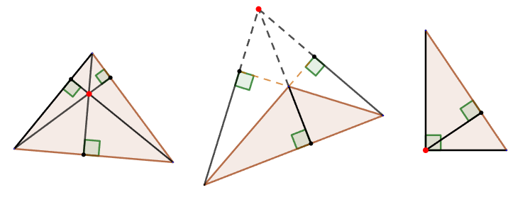 The intersection point of the heights of a triangle