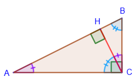 The height in a rectangular triangle from the top of a right angle