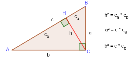 The height in a rectangular triangle from the top of a right angle